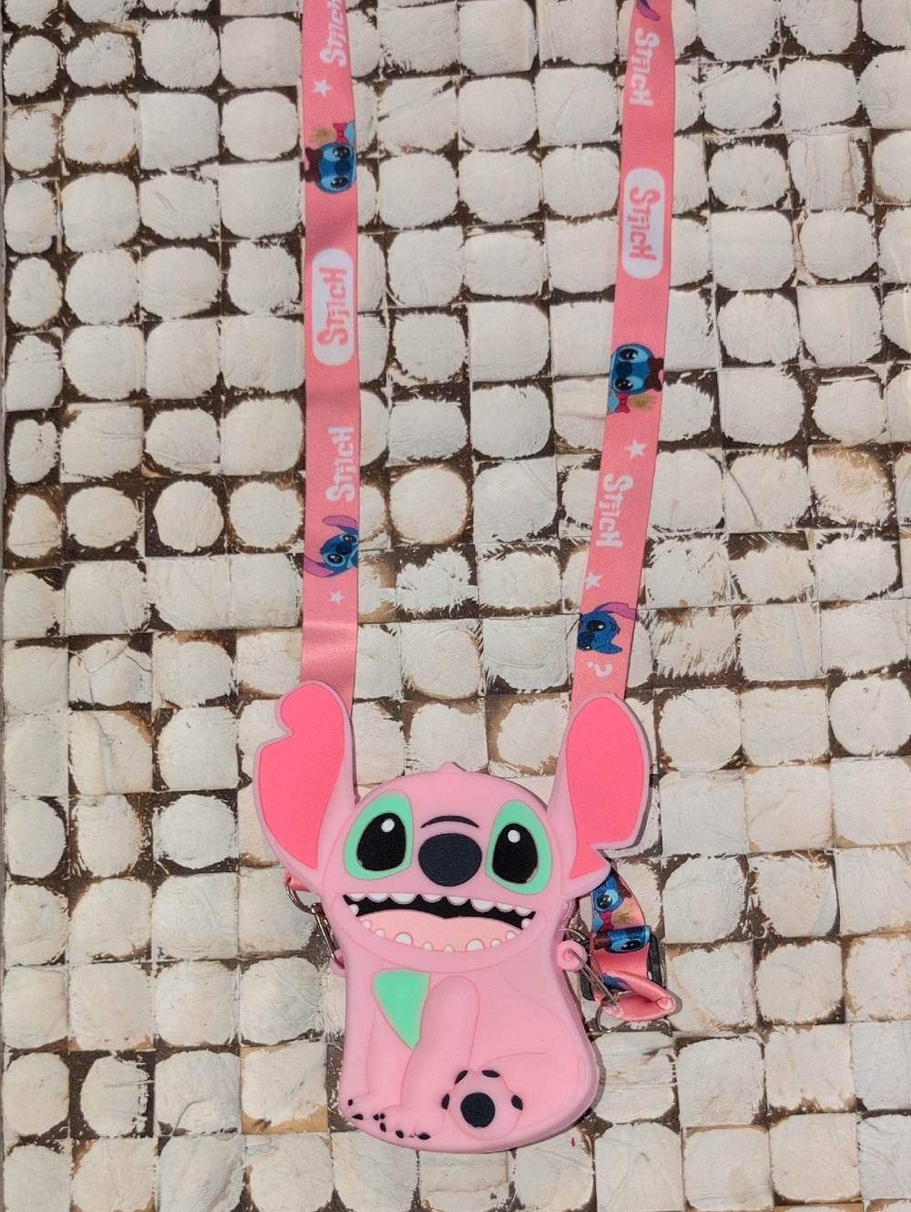 Pink Stitch Character Crossbody Bag for Kids with Adjustable Strap